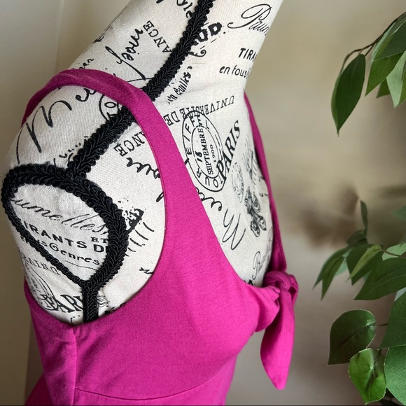 Lulus Haileah Magenta Tie-Front Sleeveless Midi Dress Sz M - Picture 8 of 15